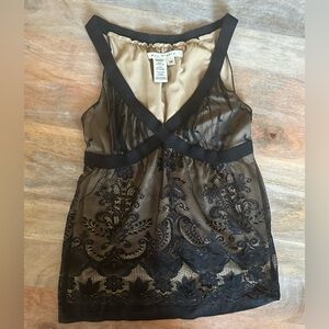 Max Studio Deep V-Neck Black Lace Chemise